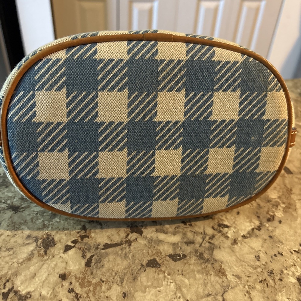Vintage Y2K DOONEY & BOURKE Houndstooth Checkered Blue White Hobo Bag Purse VGUC - Picture 7 of 16